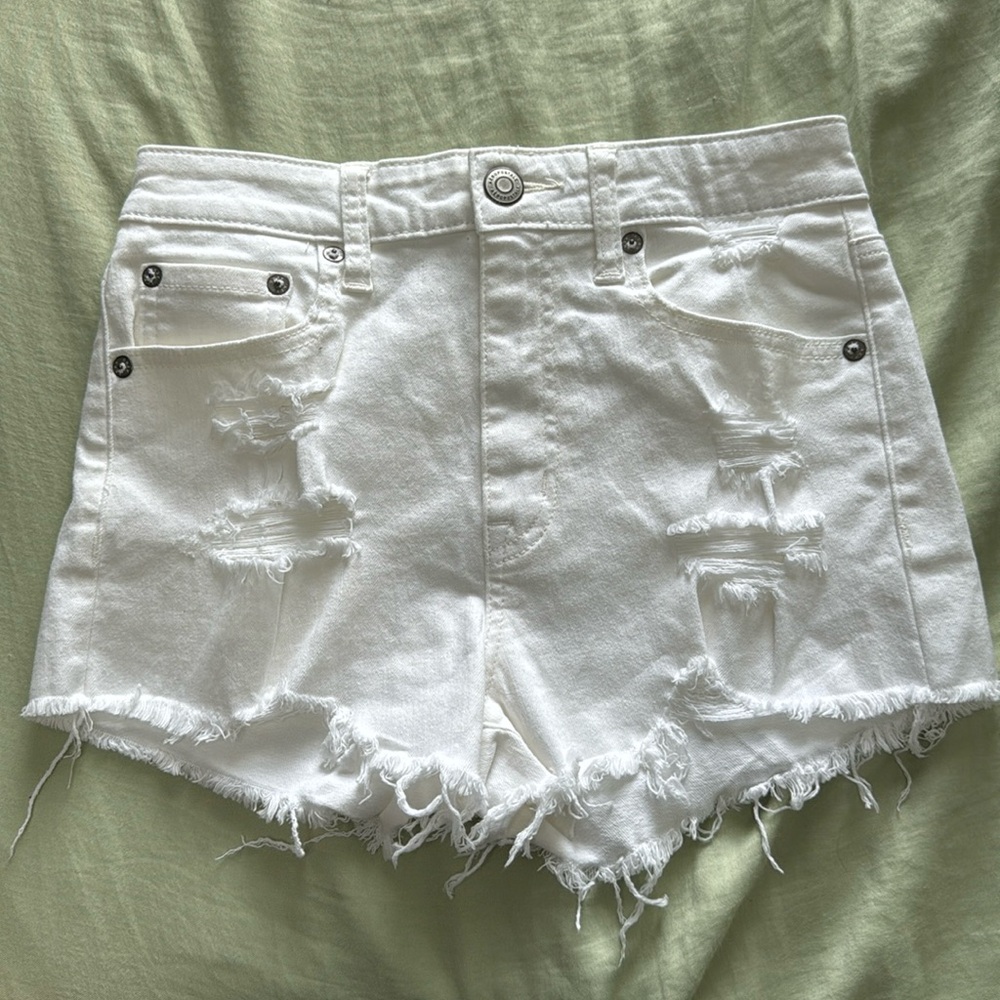 White ripped Aeropostale high rise shorts